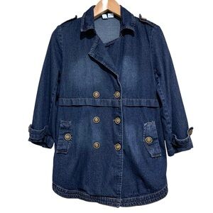 YHD Jeans Women's Blue Denim Jean Jacket Double Breasted Size Large Lagenlook